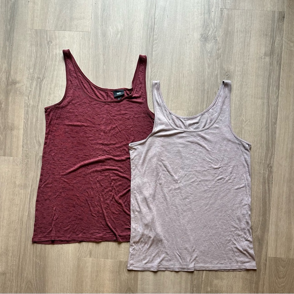 2 Massimo Women's Tank Tops - Burgundy and Taupe